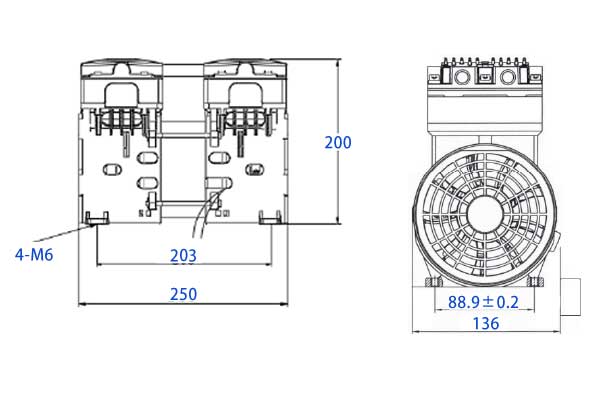 vacuum pump UN-200V-B-2-Dimensional-drawings