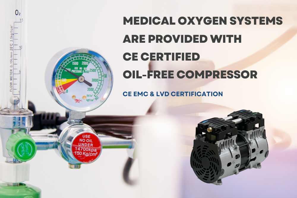 Korean medical oxygen systems are provided with CE certified oil-free compressor